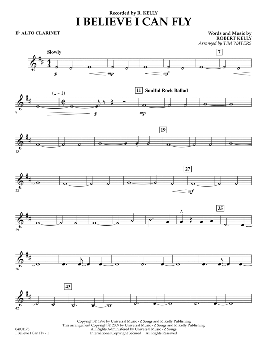I Believe I Can Fly - Eb Alto Clarinet Clarinet scores gallery preview page 1
