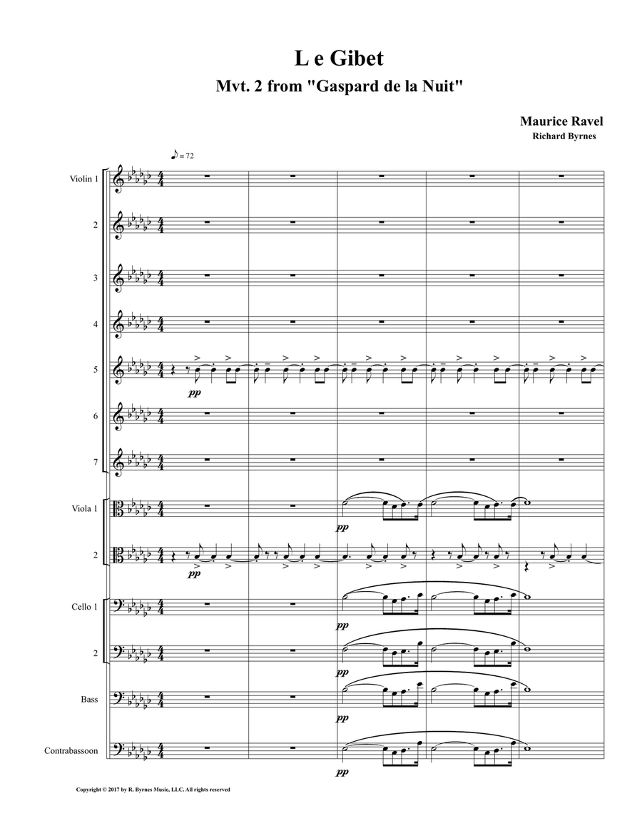 Le Gibet (Gaspard de la Nuit) for String Orchestra & Contrabassoon String Orchestra scores gallery preview page 1