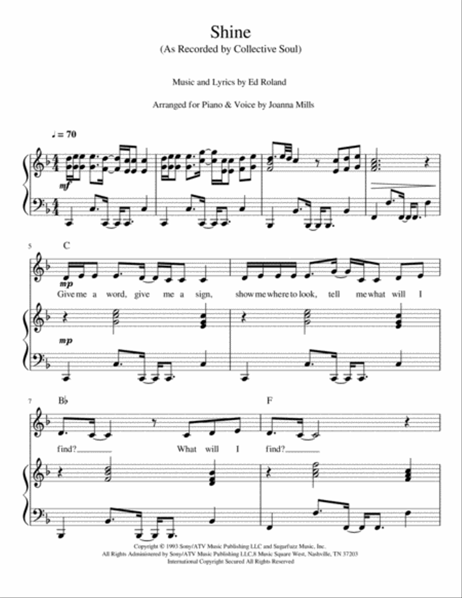 Shine Piano, Vocal, Guitar scores gallery preview page 1