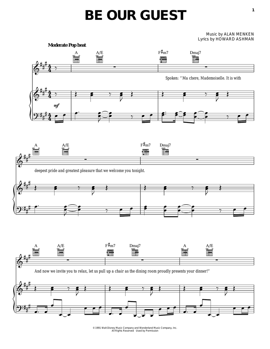 Be Our Guest (from Disney's Descendants) Piano, Vocal, Guitar scores gallery preview page 1