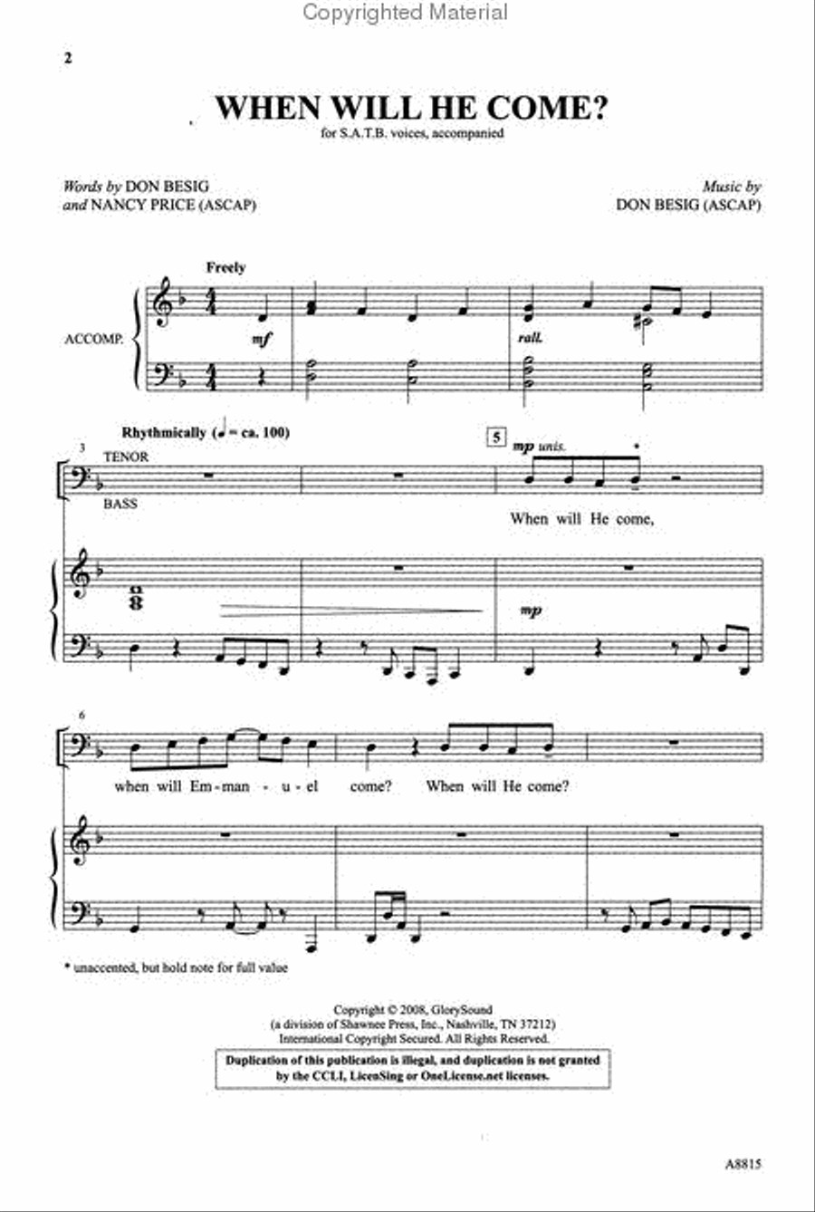 When Will He Come? 4-Part scores gallery preview page 2