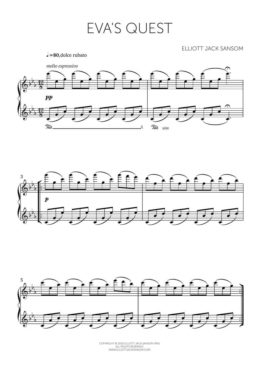 Eva's Quest Piano Solo scores gallery preview page 1