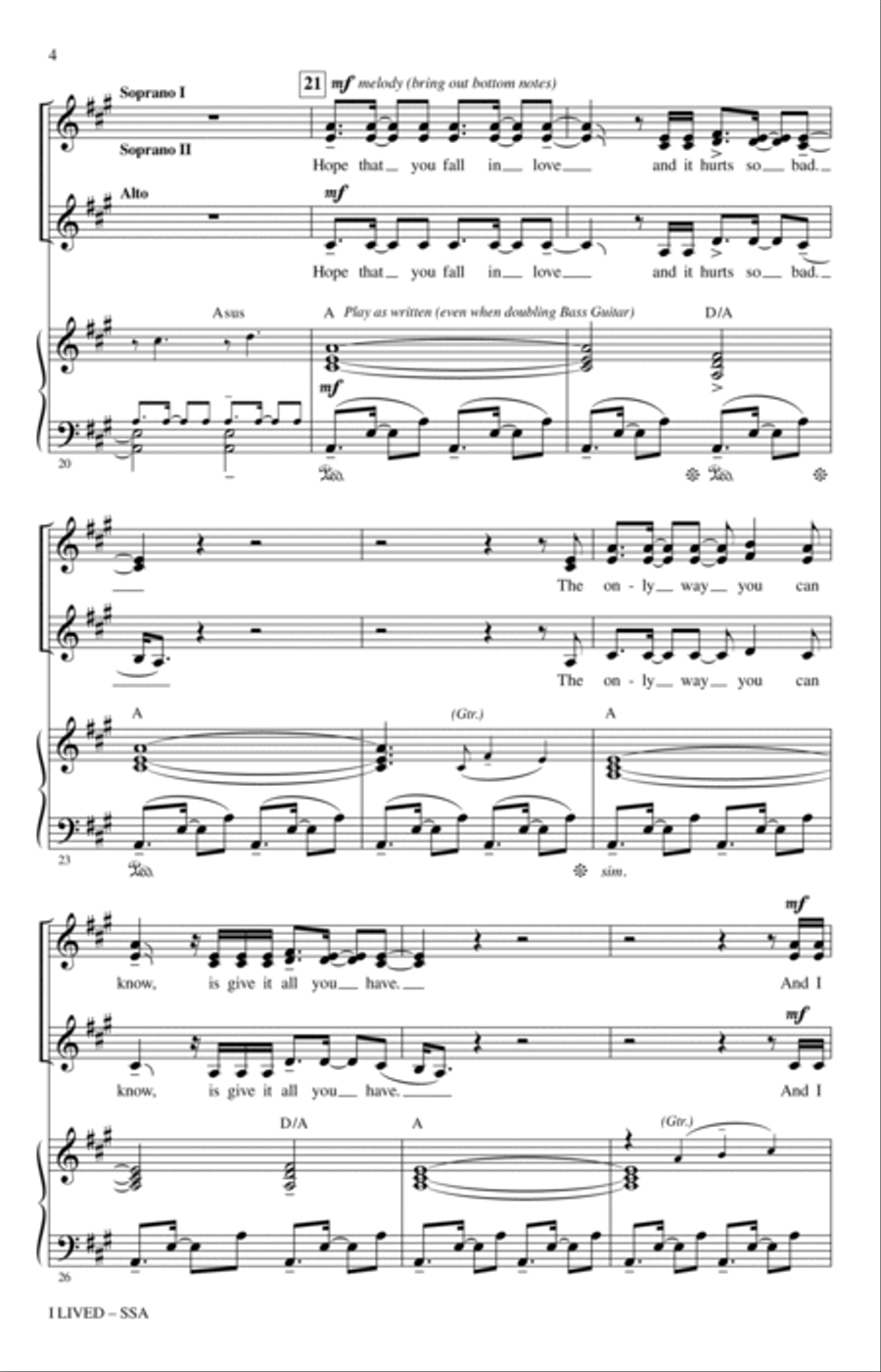 I Lived (arr. Jacob Narverud) SSA scores gallery preview page 3