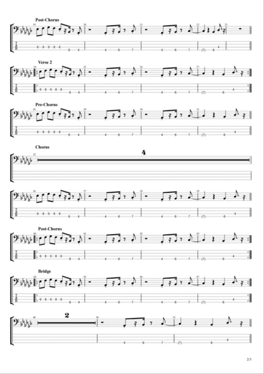 Break Your Heart Right Back Guitar Tablature scores gallery preview page 2