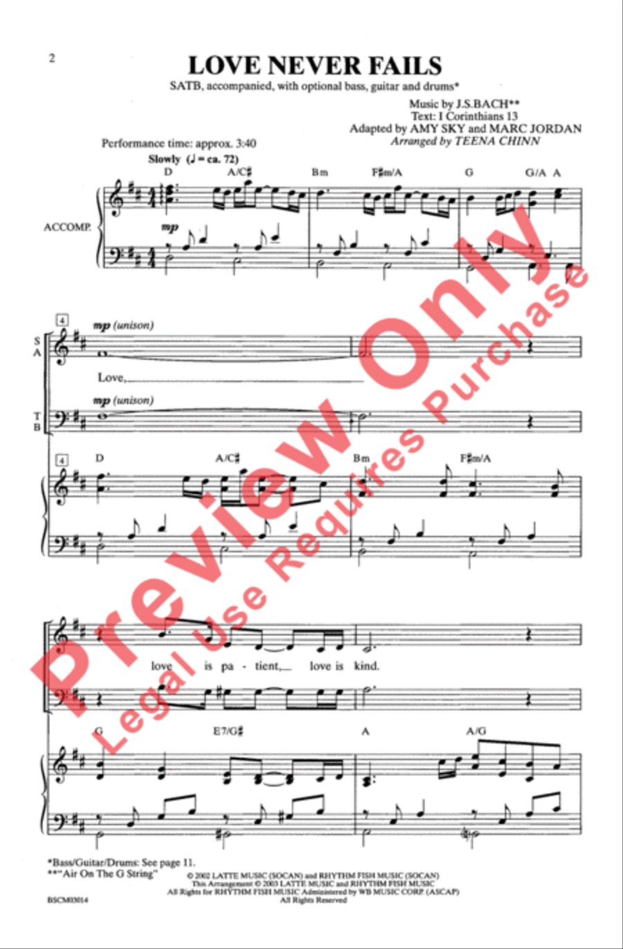Love Never Fails 4-Part scores gallery preview page 2