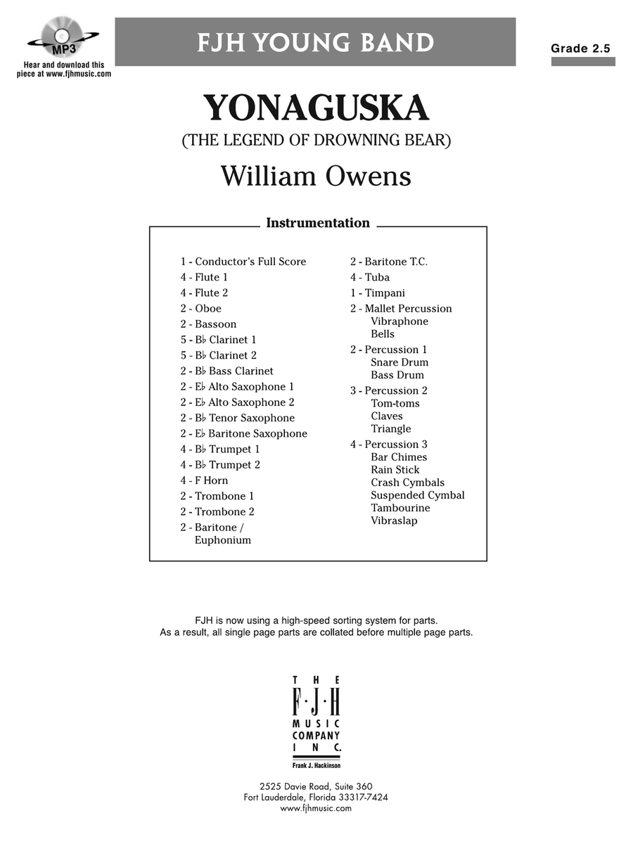 Yonaguska: Score by William Owens Concert Band - Digital Sheet Music