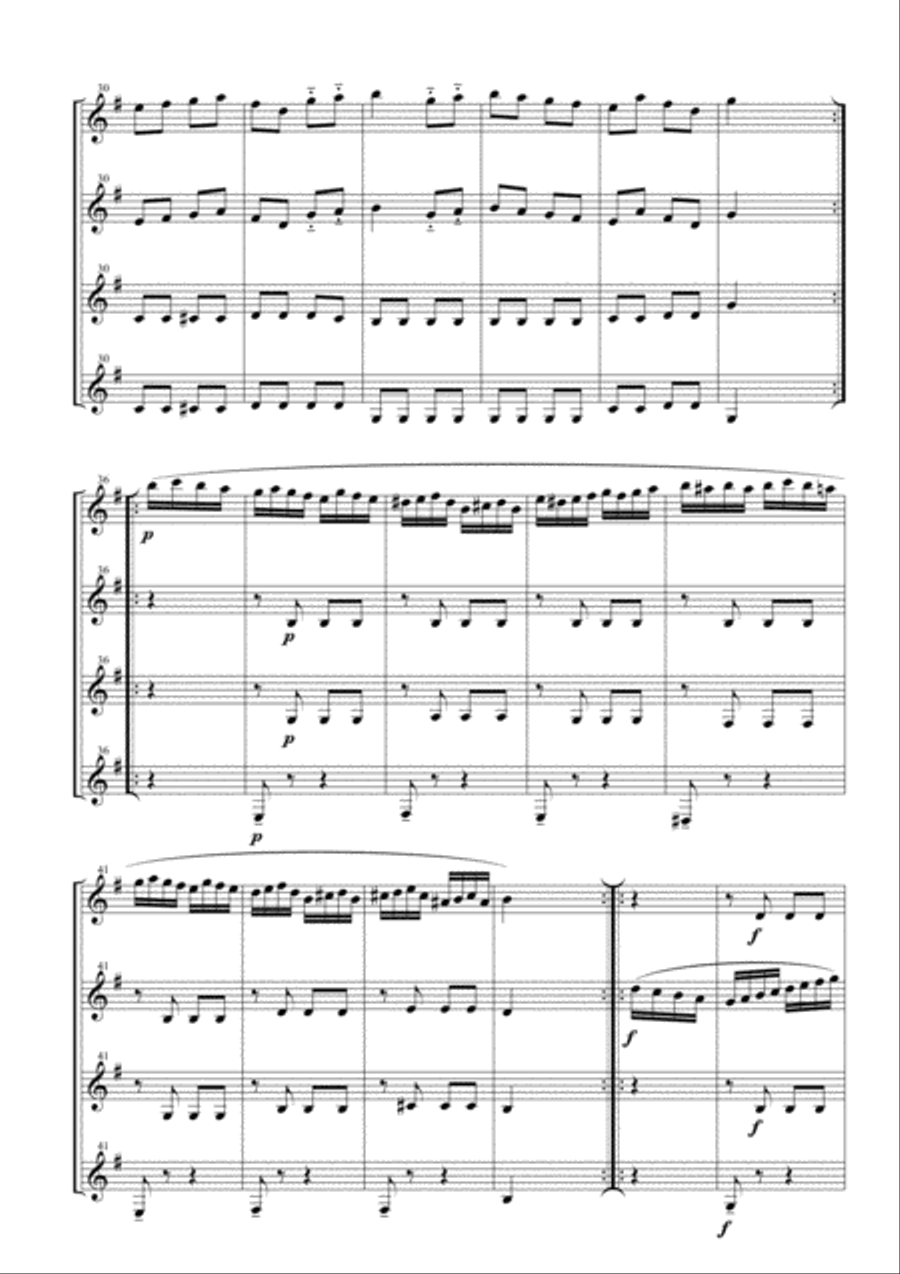 Rondò alla Turca (Turkish March) for Clarinet Quartet Clarinet Quartet scores gallery preview page 3