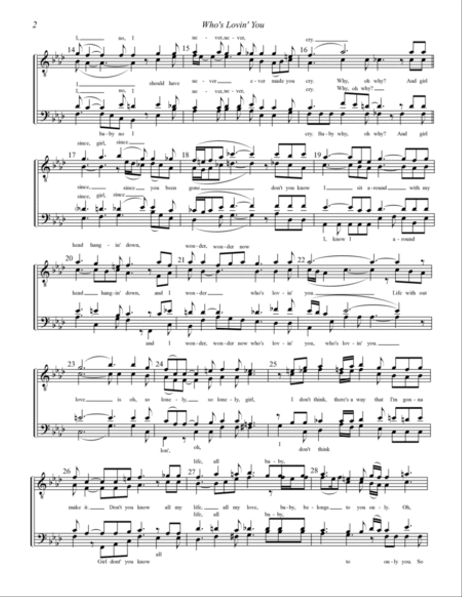 Who's Lovin' You TTBB scores gallery preview page 2