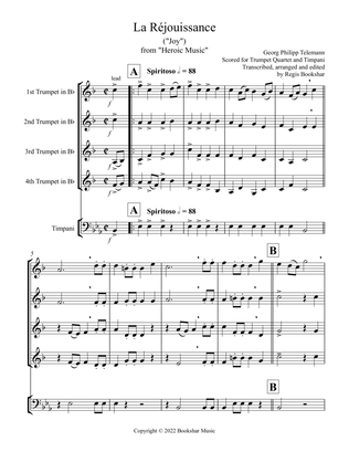 La Rejouissance (from "Heroic Music") (Eb) (Trumpet Quartet, Timpani)