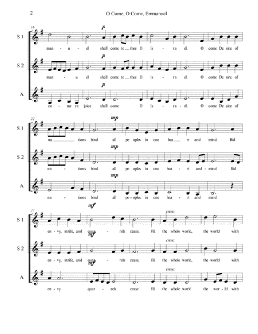 O Come, O Come, Emmanuel SSA scores gallery preview page 2