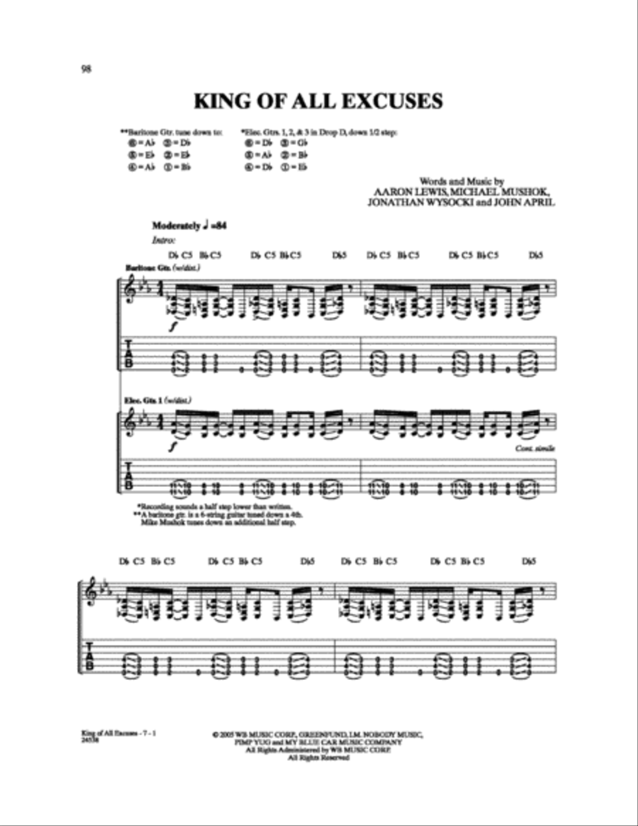 King of All Excuses King of All Excuses Electric Guitar scores gallery preview page 1