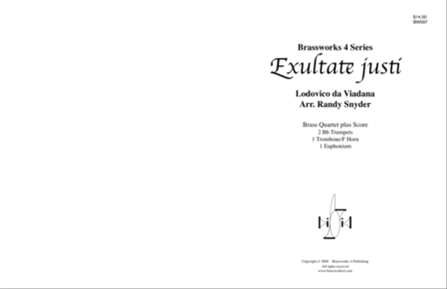 Exultate justi Exultate justi Brass Quartet scores gallery preview page 1