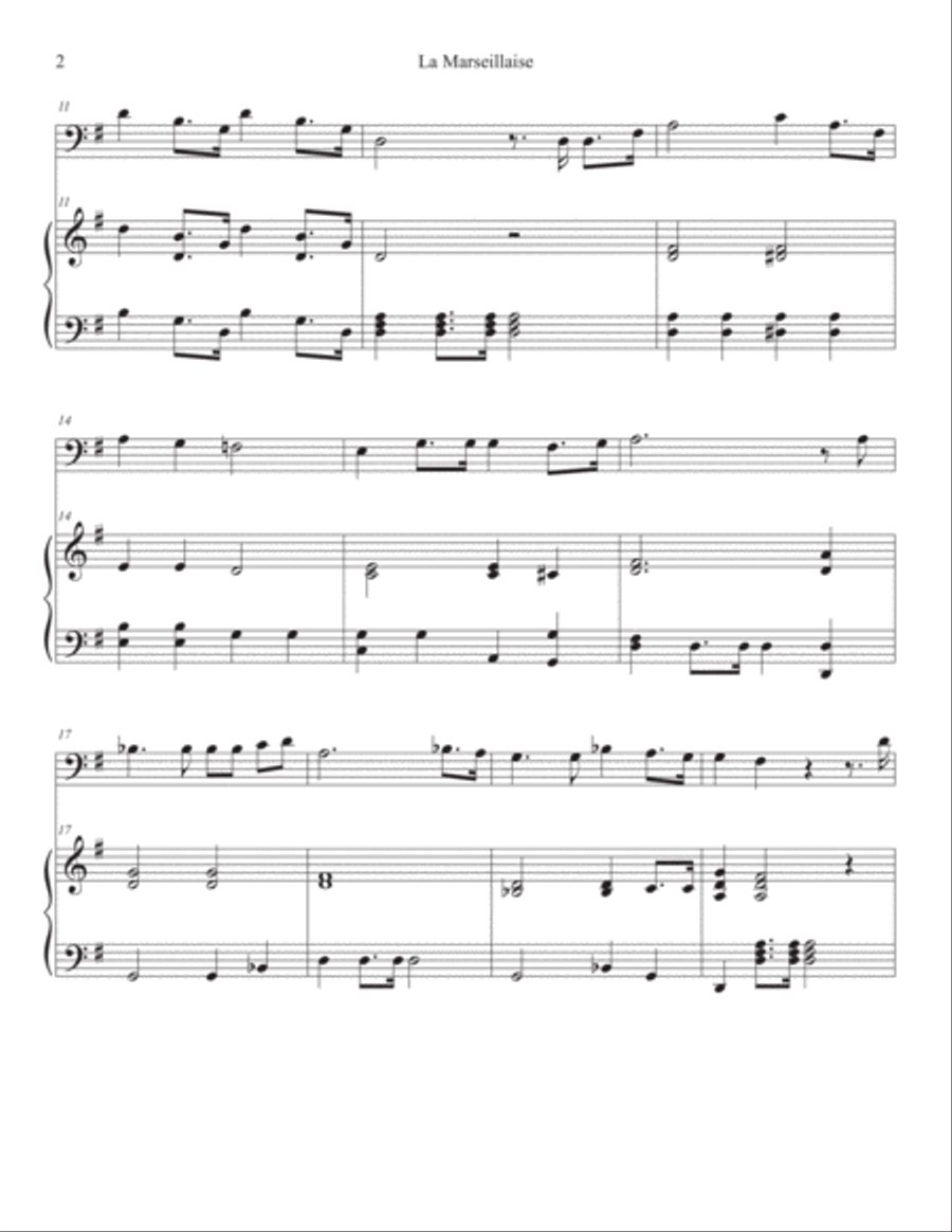 French National Anthem (La Marseillaise) Cello & Piano Piano scores gallery preview page 2