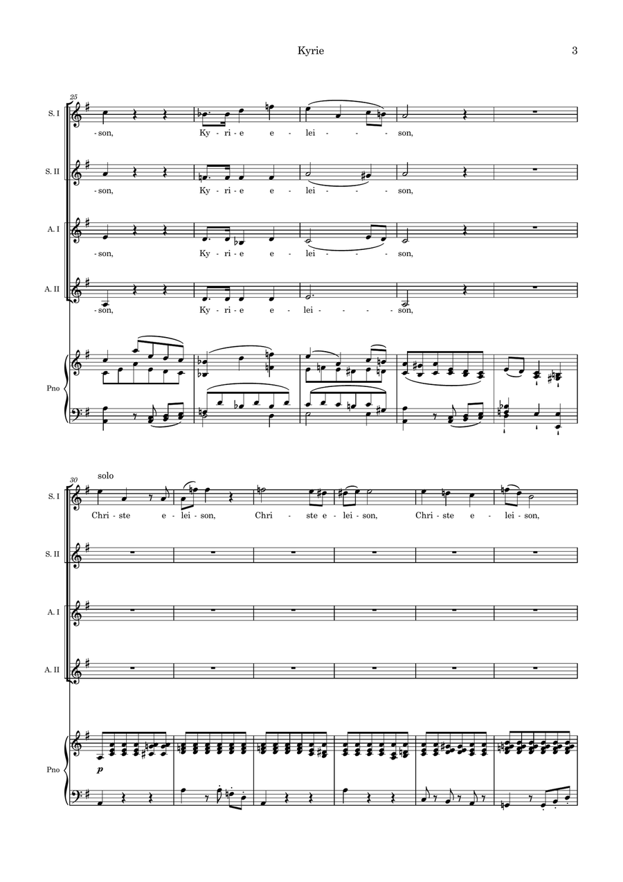 Schubert: Mass in G Major D-167 (Version for SSAA choir, SSA soli, strings and organ) Vocal Score SSAA scores gallery preview page 5