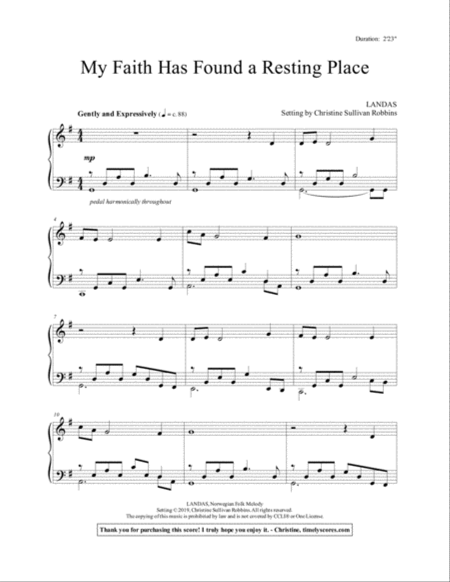 My Faith Has Found a Resting Place Piano Solo scores gallery preview page 1