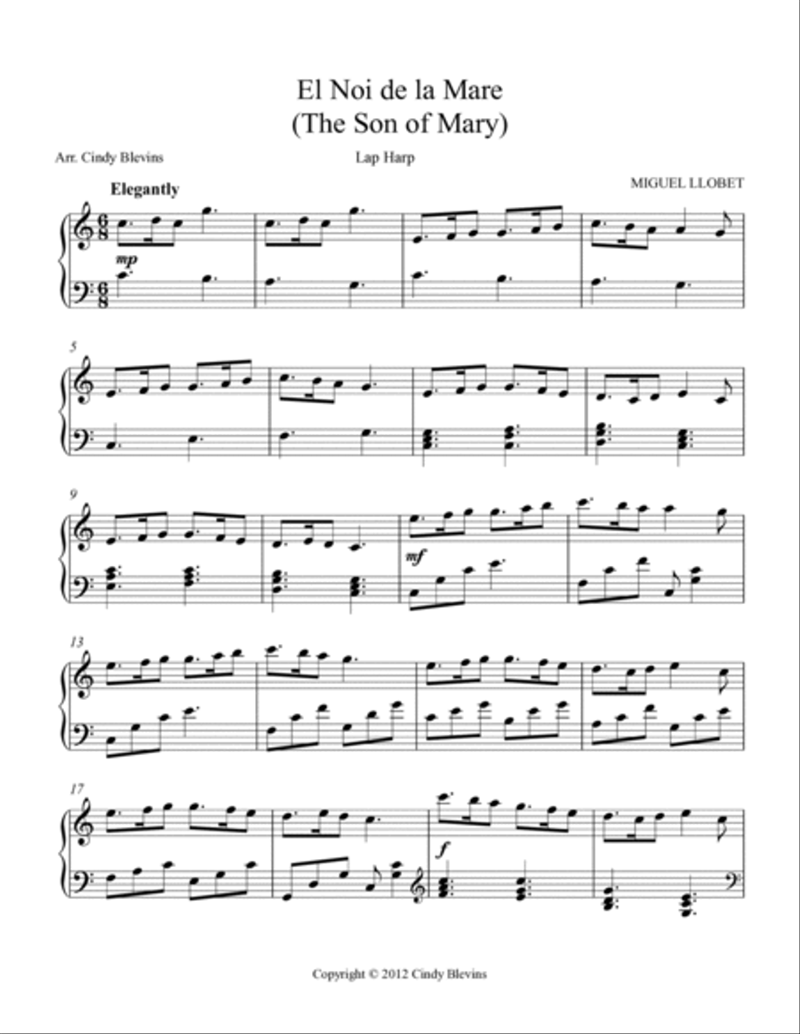 The Son of Mary, for Lap Harp Solo Lap Harp scores gallery preview page 2