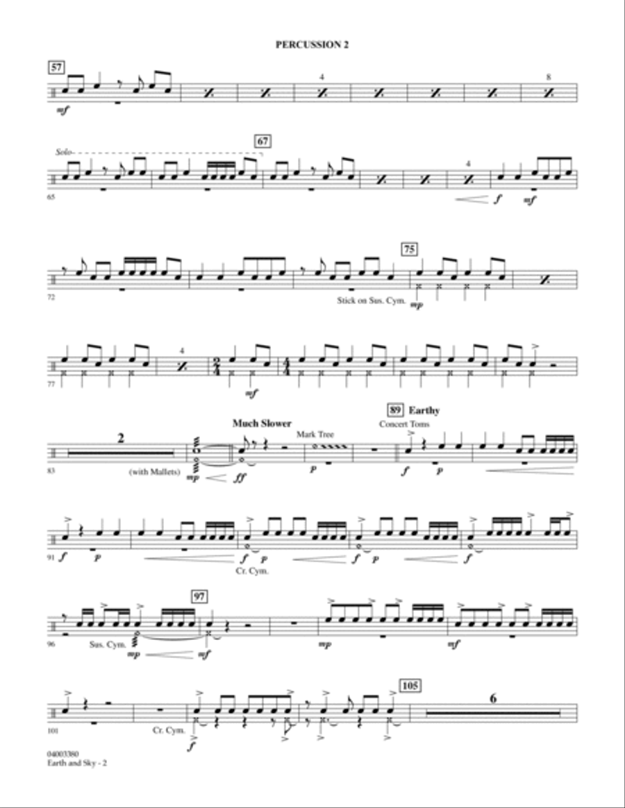 Earth and Sky - Percussion 2 Concert Band scores gallery preview page 2