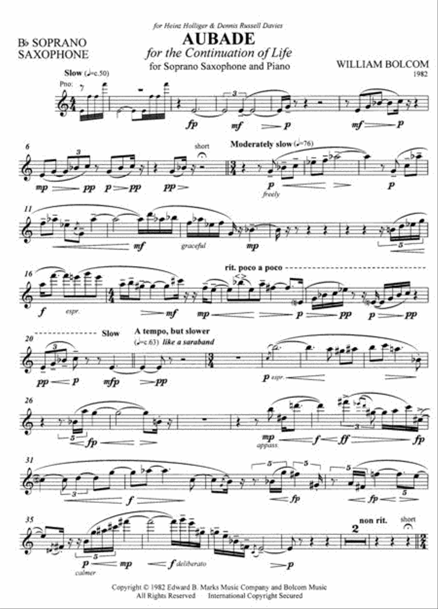 Aubade Soprano Saxophone scores gallery preview page 4