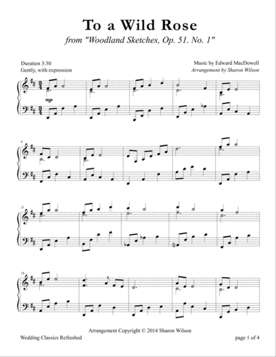 To a Wild Rose Piano Solo scores gallery preview page 1