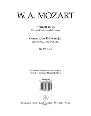 Book cover for Piano Concerto, No. 10 E flat major, KV 365 (316a)