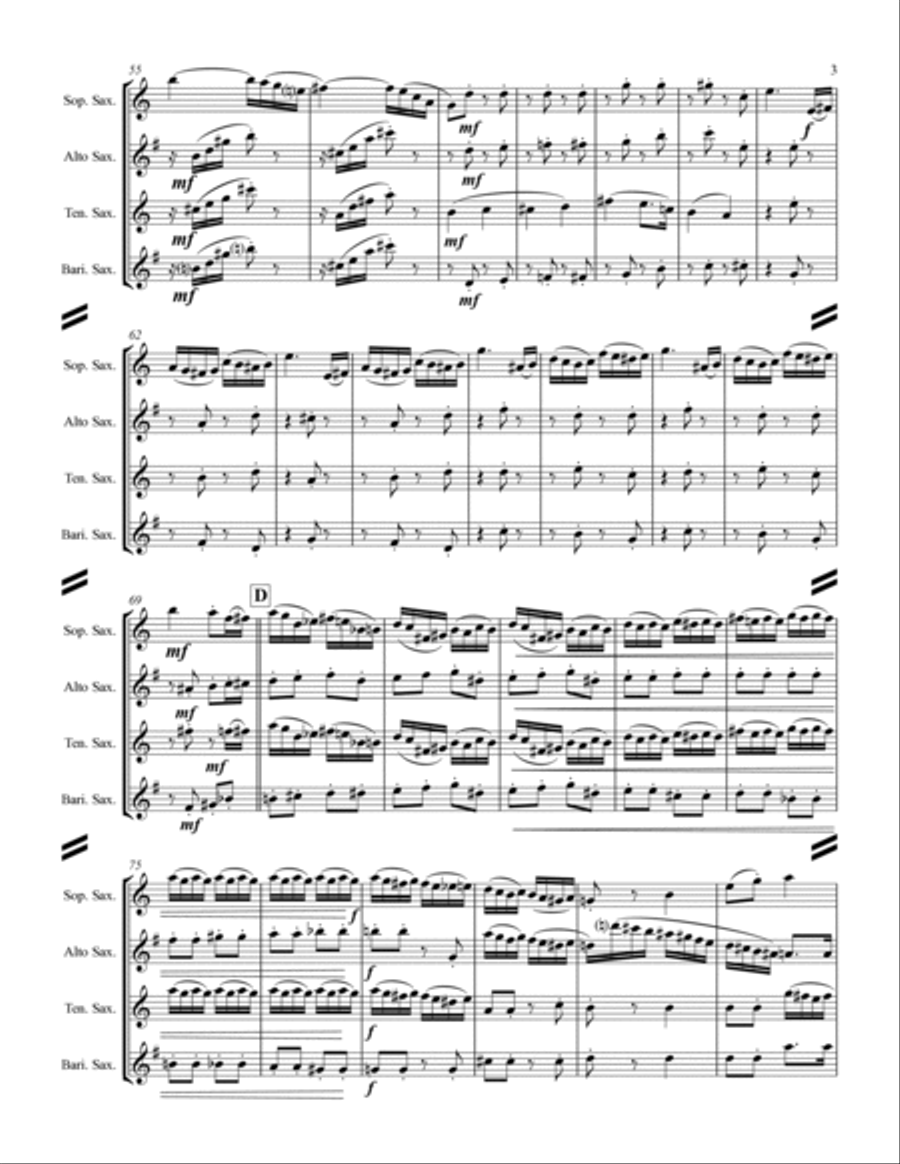 The Nutcracker Suite - 1. Ouverture miniature (for Saxophone Quartet SATB) Saxophone Quartet scores gallery preview page 4