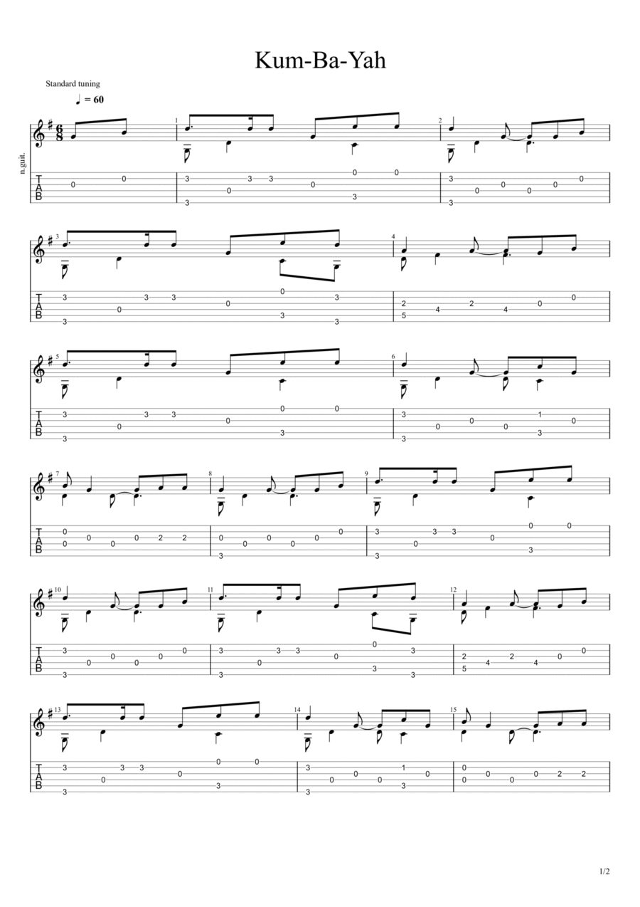 Kumbaya, My Lord (Kum-Ba-Yah) Sacred scores gallery preview page 1