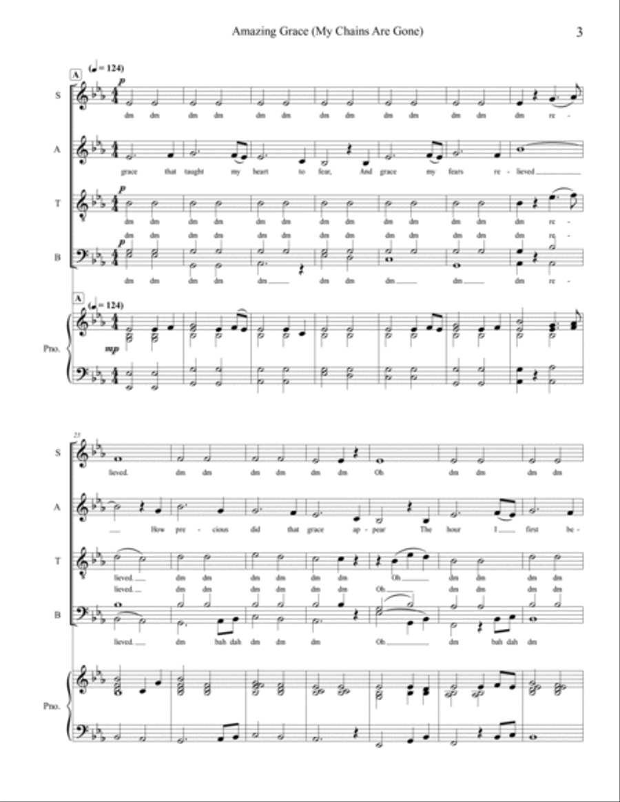 Amazing Grace (my Chains Are Gone) 4-Part scores gallery preview page 3