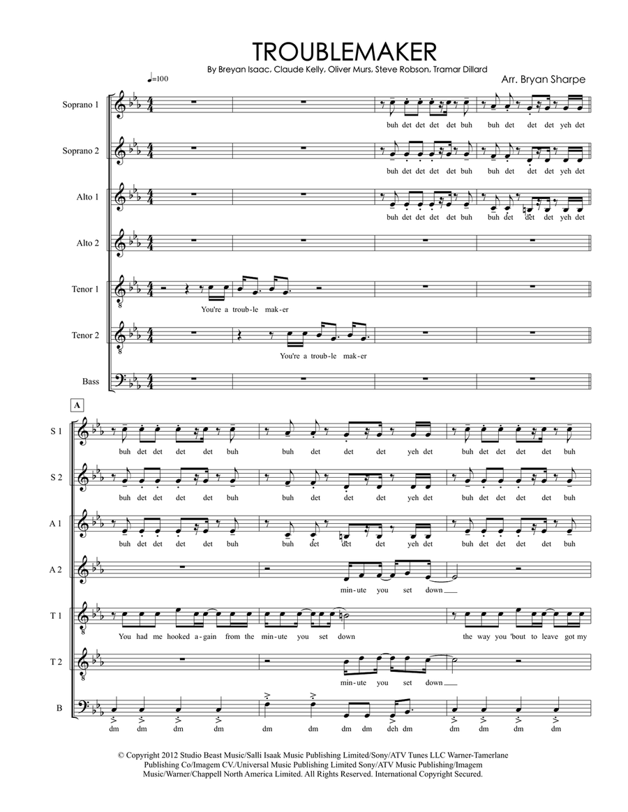 Troublemaker 4-Part scores gallery preview page 1