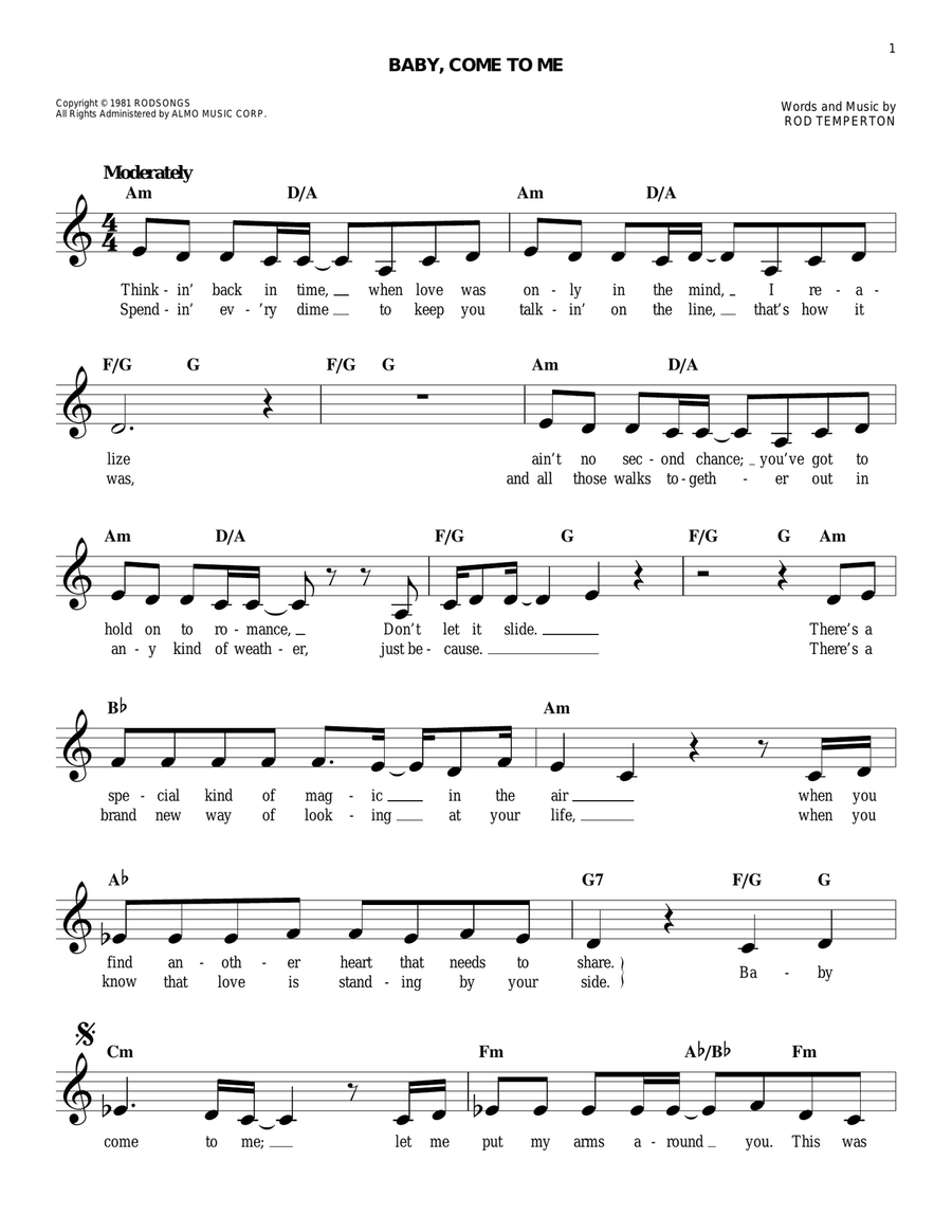 Baby, Come To Me Baby, Come To Me Acoustic Guitar scores gallery preview page 1