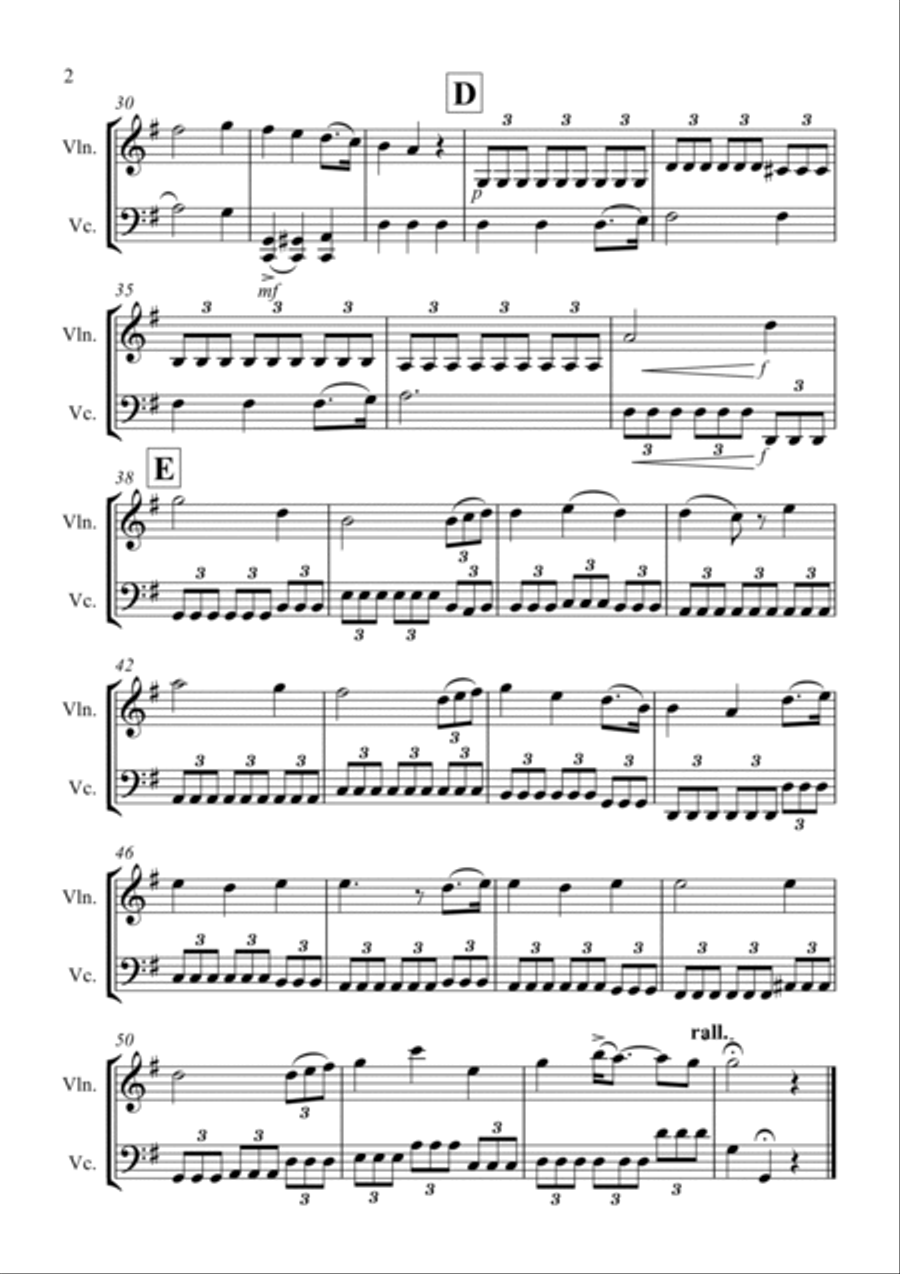 Tannhäuser Overture for Violin and Cello Duet String Duet scores gallery preview page 2