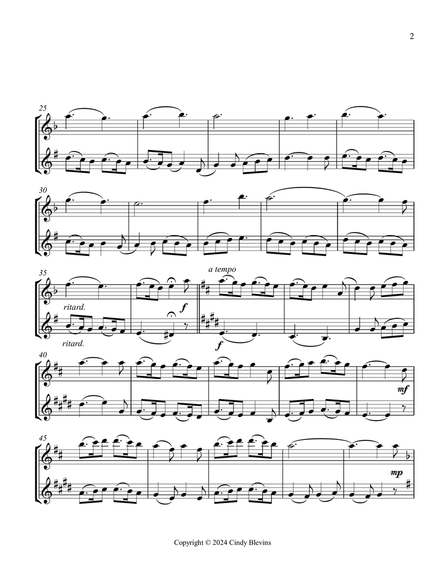 Gesu Bambino, for Flute and Clarinet Woodwind Duet scores gallery preview page 3