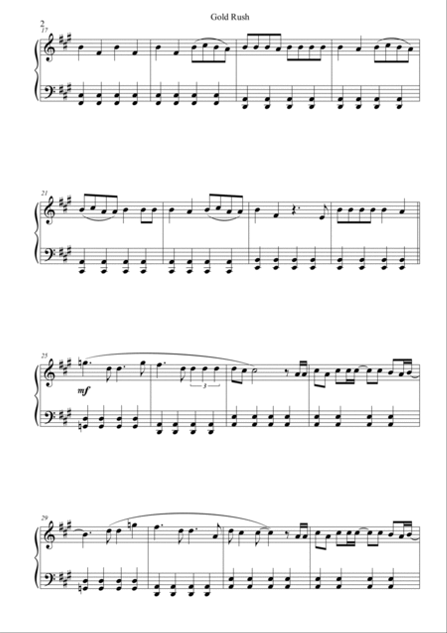 Gold Rush Piano Solo scores gallery preview page 2