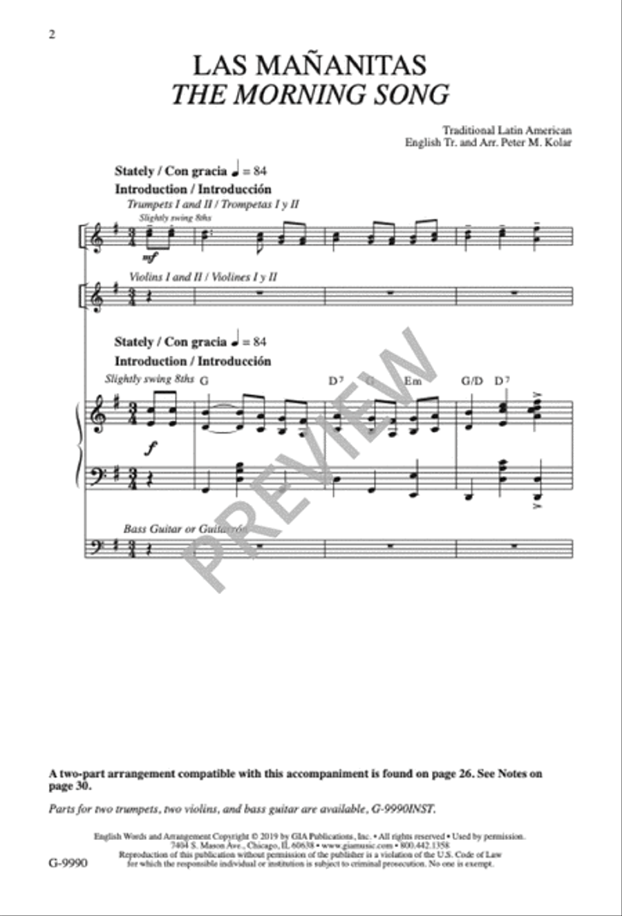 Las Mañanitas / The Morning Song 4-Part scores gallery preview page 3