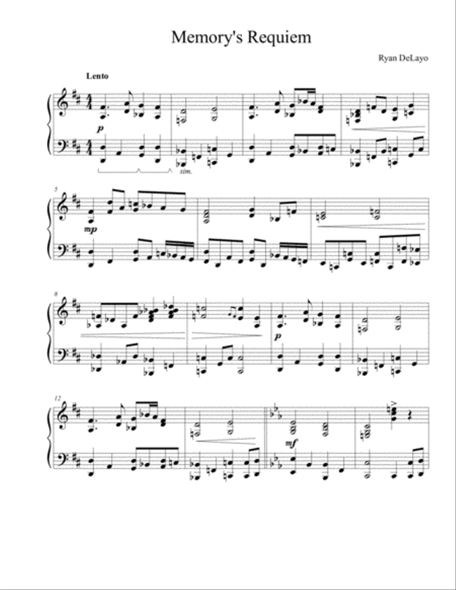 Memory's Requiem Memory's Requiem Piano Solo scores gallery preview page 1