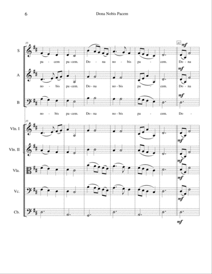 Dona Nobis Pacem (Give Us Peace) - for beginning string orchestra and SAB choir 3-Part scores gallery preview page 6