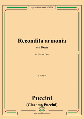 Book cover for Puccini-Recondita armonia,in F Major,from 'Tosca,SC 69',for Voice and Piano