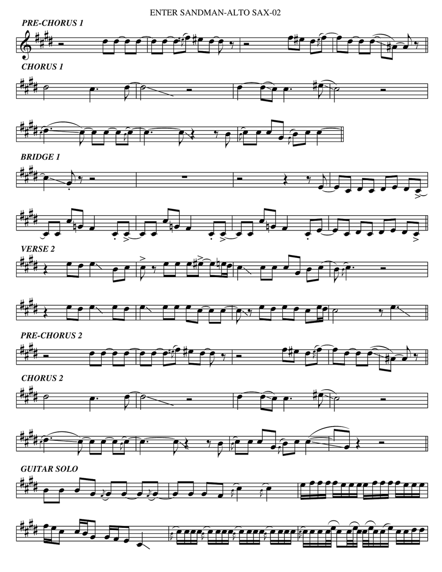 Enter Sandman Alto Saxophone scores gallery preview page 2