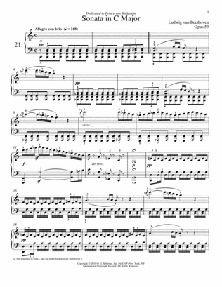 Piano Sonata No. 21 In C Major, Op. 53 "Waldstein"