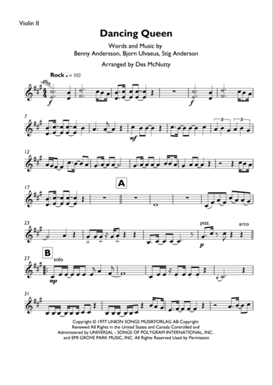 Dancing Queen String Quartet scores gallery preview page 6