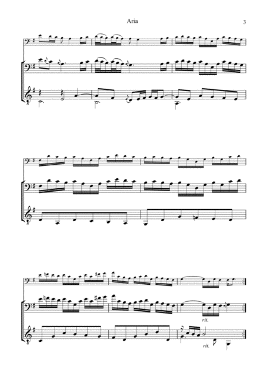 Aria (Goldberg var.) BWV 988, ornamented, for cello and guitar String Duet scores gallery preview page 3