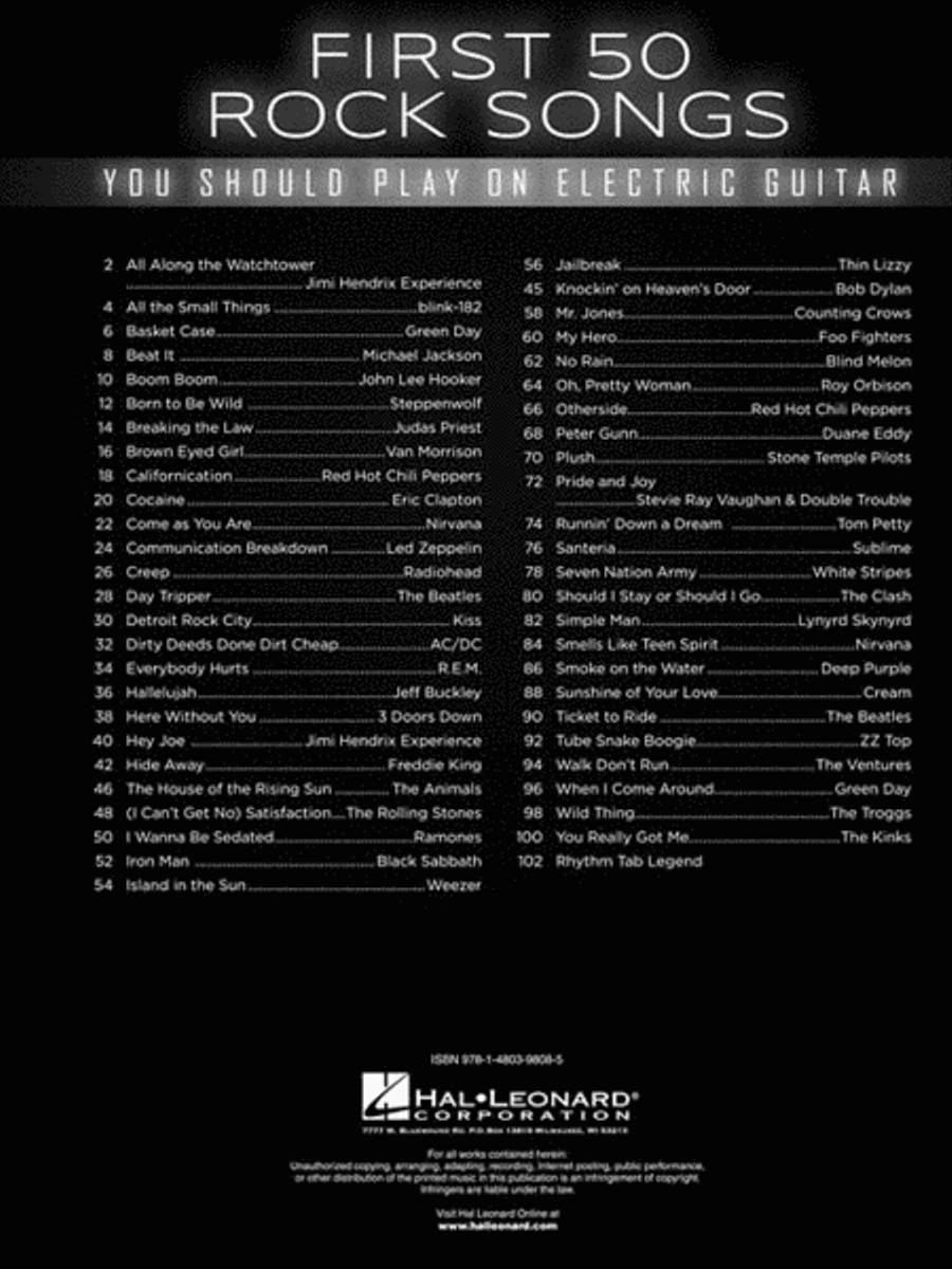 First 50 Rock Songs You Should Play on Electric Guitar Electric Guitar scores gallery preview page 3