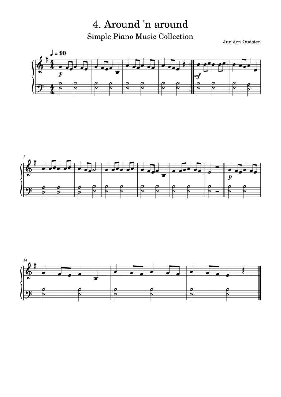 Simple Piano Collection 4. Around 'n around... Piano Method scores gallery preview page 1
