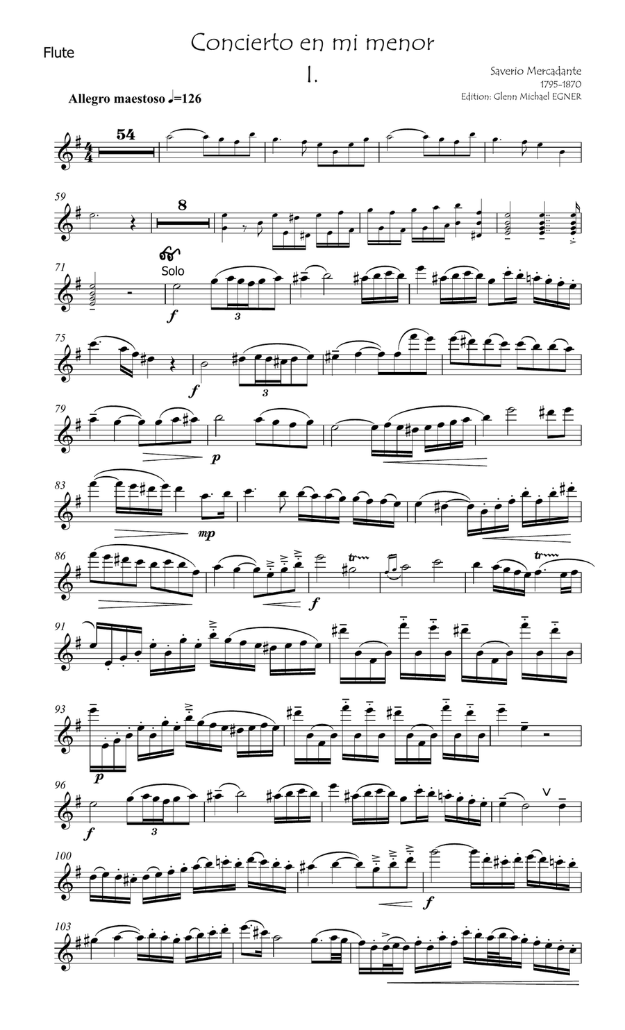Mercadante Concerto for flute in E Flute Solo scores gallery preview page 3