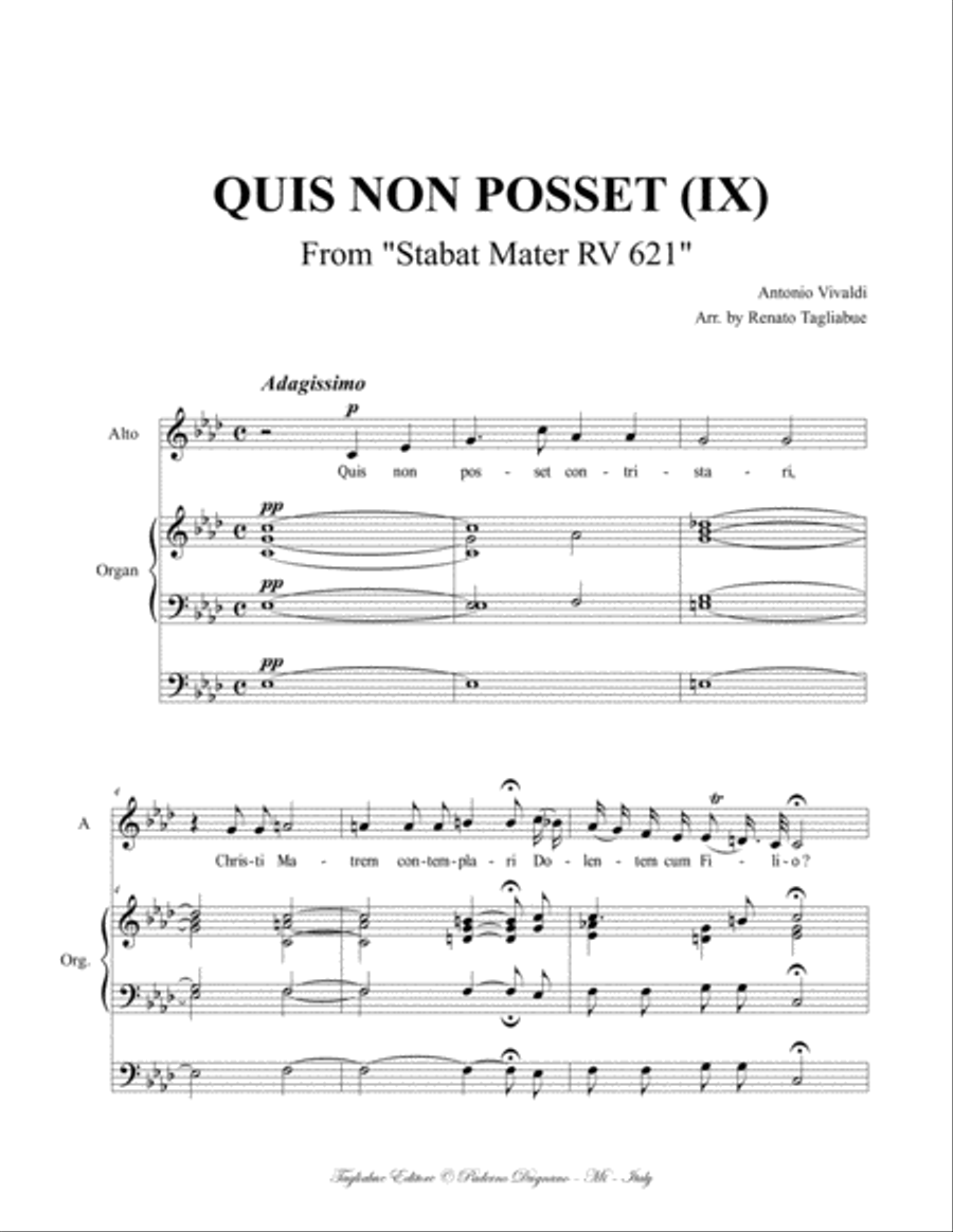 QUIS NON POSSET (IX) - (From Stabat Mater- RV 621) - For Alto,and Organ 3 staff Voice scores gallery preview page 2