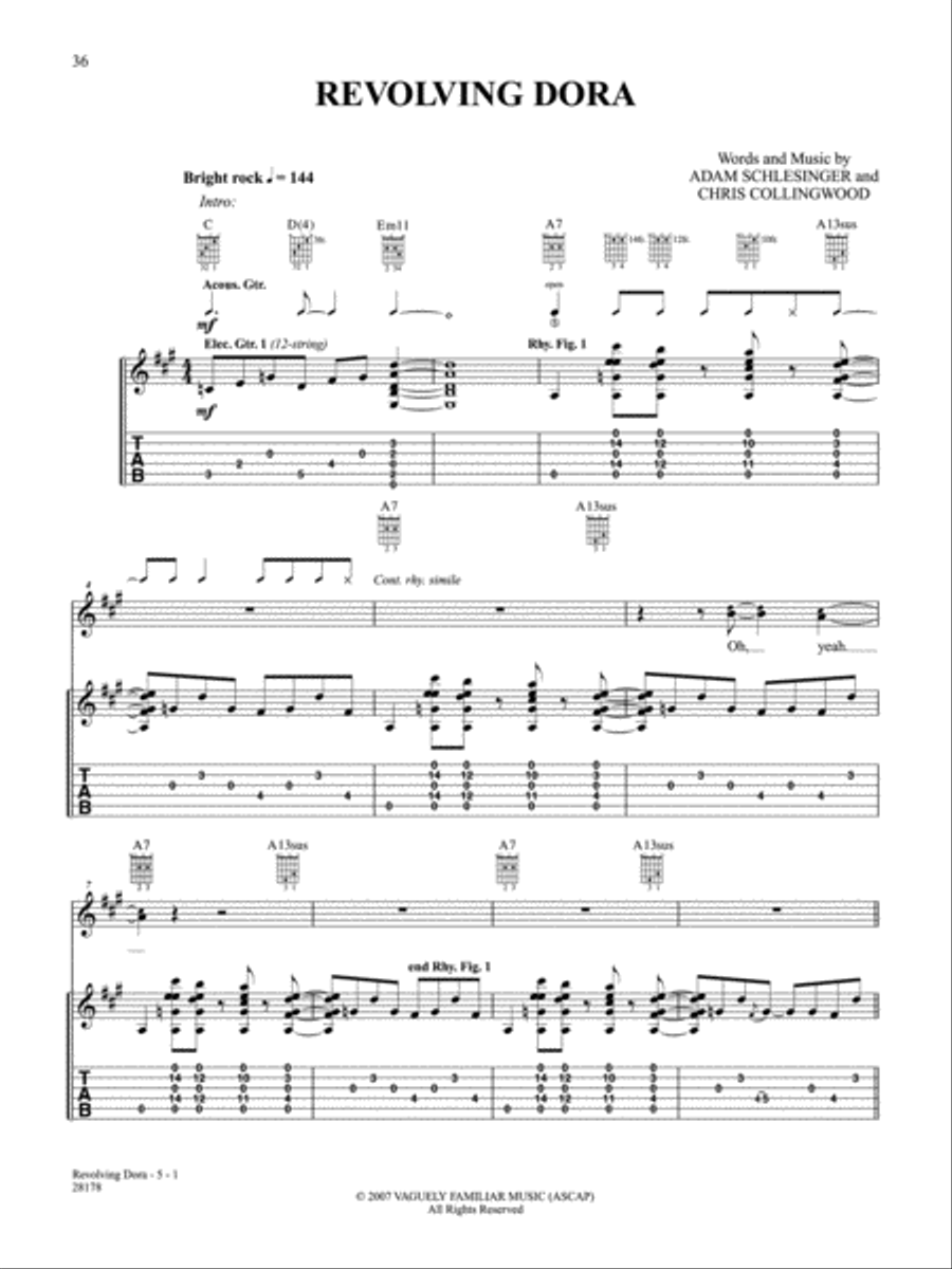 Revolving Dora Guitar Tablature scores gallery preview page 1