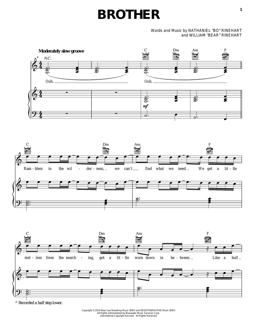 Brother Brother Piano, Vocal, Guitar scores gallery preview page 1