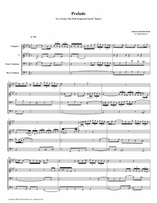 Prelude 14 from Well-Tempered Clavier, Book 2 (Brass Quartet)