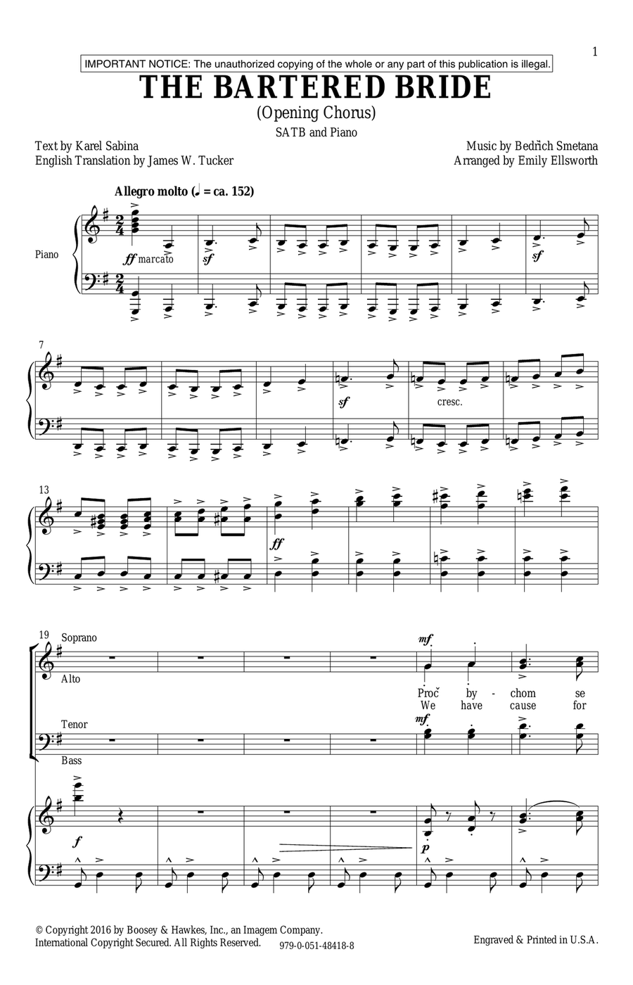 The Bartered Bride 4-Part scores gallery preview page 1