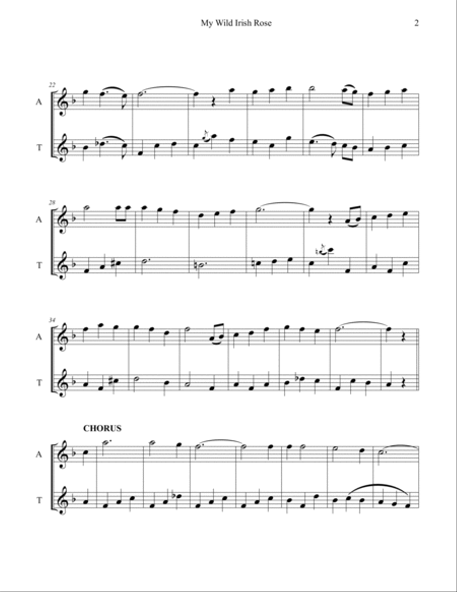 Four Irish - American Songs for Duets of A, T, and B Recorders Woodwind Duet scores gallery preview page 5