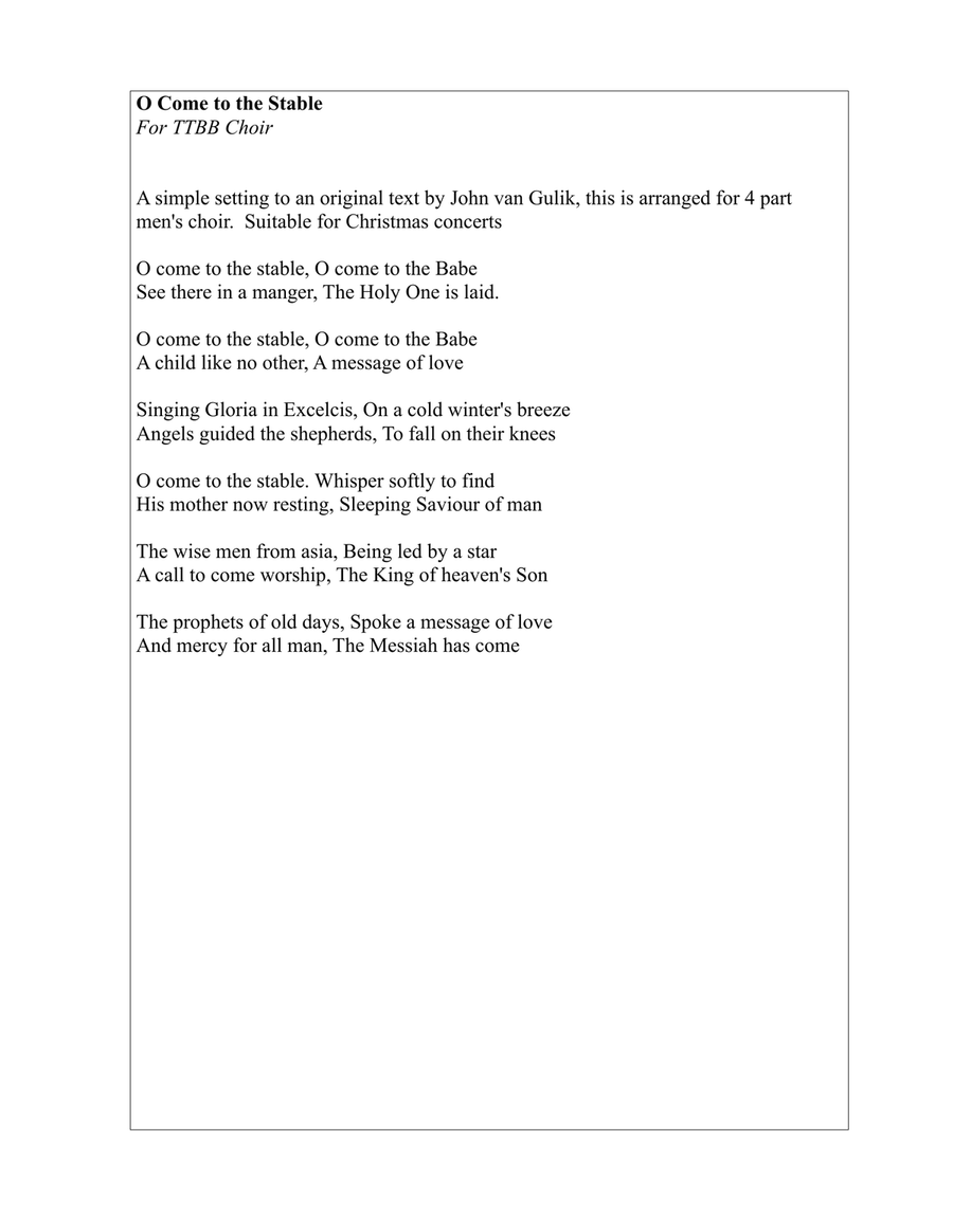 O Come to the Stable - TTBB choir TTBB scores gallery preview page 2